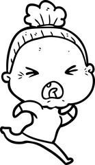 Fototapeta premium cartoon angry old woman