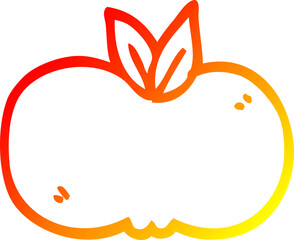 warm gradient line drawing of a cartoon apple