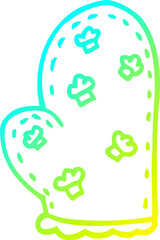 cold gradient line drawing of a cartoon oven glove