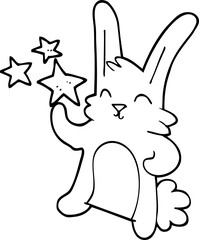 line drawing cartoon happy bunny