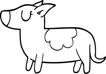 line drawing cartoon standing dog