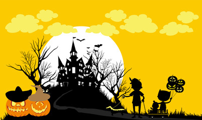 Halloween yellow wallpaper background illustration design