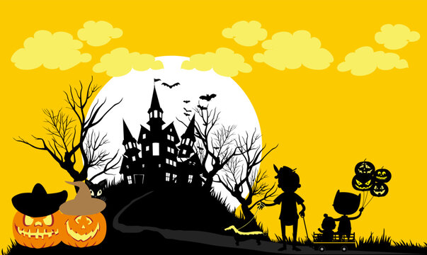 Halloween yellow wallpaper background illustration design