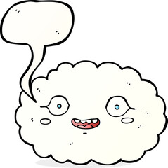 happy cartoon cloud with speech bubble