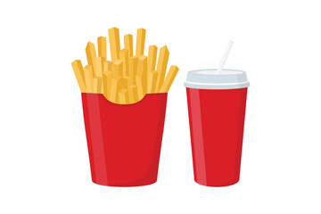 French fries and soda illustration design