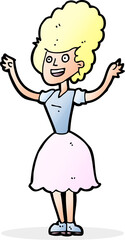 cartoon happy 1950's woman