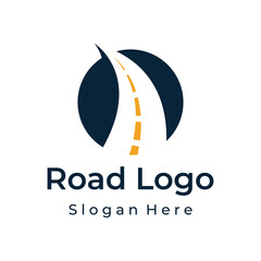 Logo design template highway, asphalt road route, traffic.Logo can be for business, sign, company.