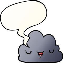 cute cartoon cloud with speech bubble in smooth gradient style
