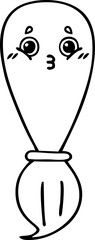 line drawing cartoon of a paint brush