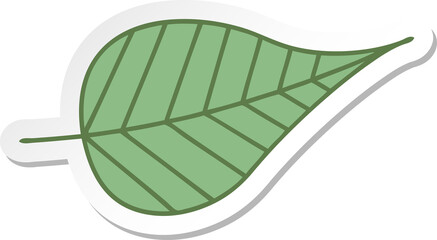 sticker of a cute cartoon green leaf
