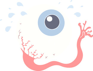 flat color style cartoon eyeball crying