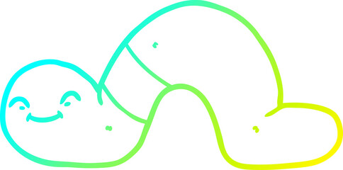 cold gradient line drawing of a cartoon worm