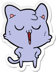 Obraz na płótnie Canvas sticker of a cartoon cat singing