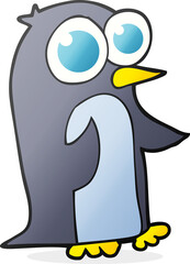 freehand drawn cartoon penguin with big eyes