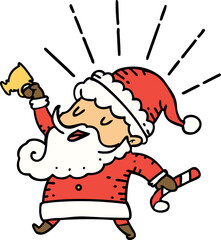 illustration of a traditional tattoo style santa claus christmas character celebrating