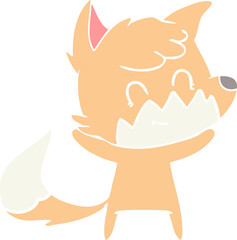 flat color style cartoon happy fox