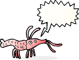 cartoon shrimp with speech bubble
