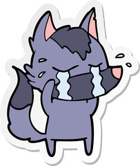sticker of a cartoon crying wolf