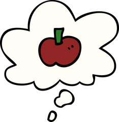 cartoon apple symbol with thought bubble