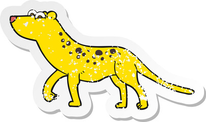 retro distressed sticker of a cartoon leopard