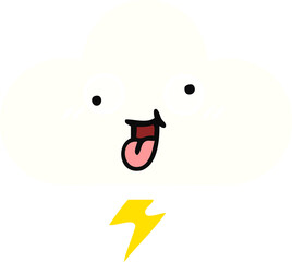 flat color retro cartoon of a storm cloud
