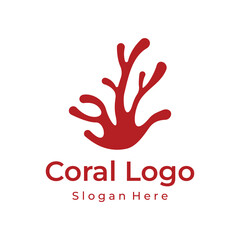 Beautiful colorful underwater natural coral reef logo creative design. Coral reefs for fish habitat.