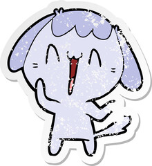 distressed sticker of a cute cartoon dog