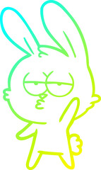 cold gradient line drawing of a cute cartoon rabbit