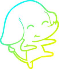 cold gradient line drawing of a cute cartoon elephant