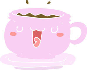 cute flat color style cartoon cup and saucer