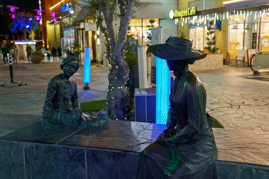 Statues In Downtown Anaheim In The Evening