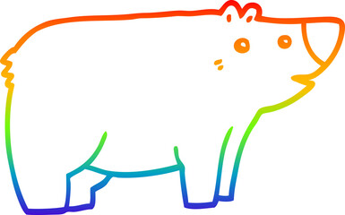 rainbow gradient line drawing of a cartoon bear