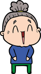 cartoon happy old lady
