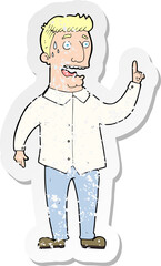 retro distressed sticker of a cartoon stressed man