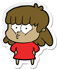 Obraz premium sticker of a cartoon whistling girl