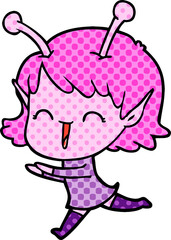 cartoon alien girl laughing