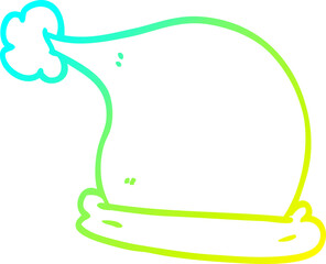 cold gradient line drawing of a cartoon christmas hats