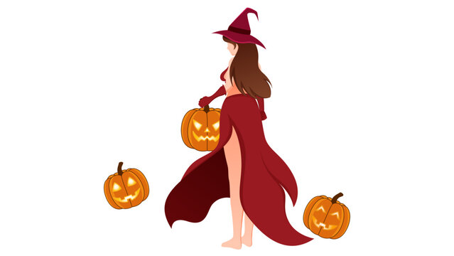 Halloween witch vector illustratio, witch character vector illustration
