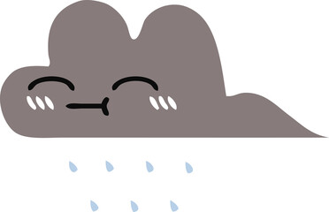 flat color retro cartoon of a storm rain cloud