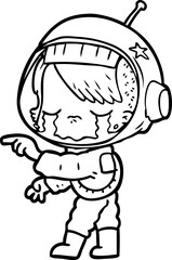 cartoon crying astronaut girl