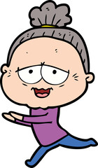 cartoon happy old lady