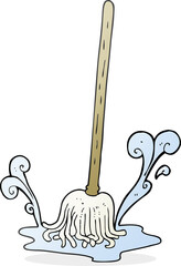 freehand drawn cartoon mop