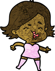 cartoon girl pulling face