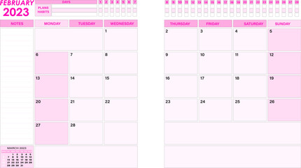Calendar planner timetable week monthly  vector template