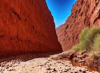 Keuken foto achterwand Donkerrood Mgoun Gorge, Morocco. Travel Destination 3D Illustration Digital Render Art