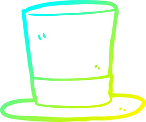 cold gradient line drawing of a cartoon top hat