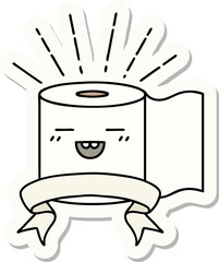 sticker of a tattoo style toilet paper character