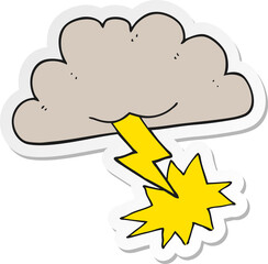 sticker of a cartoon storm cloud