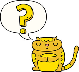 cartoon cat with question mark with speech bubble