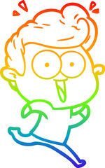 Obraz premium rainbow gradient line drawing of a cartoon excited man